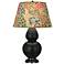 Double Gourd 30"H Matte Obsidian And Lucite Lamp w/ Fall Floral Shade