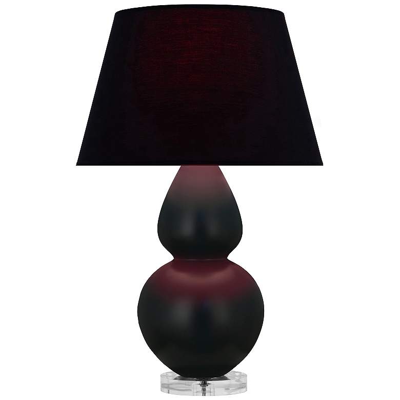 Image 1 Double Gourd 30"H Matte Obsidian And Lucite Lamp w/ Ink And Rose Shade