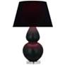 Double Gourd 30"H Matte Obsidian And Lucite Lamp w/ Ink And Rose Shade