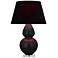 Double Gourd 30"H Matte Obsidian And Lucite Lamp w/ Ink And Rose Shade