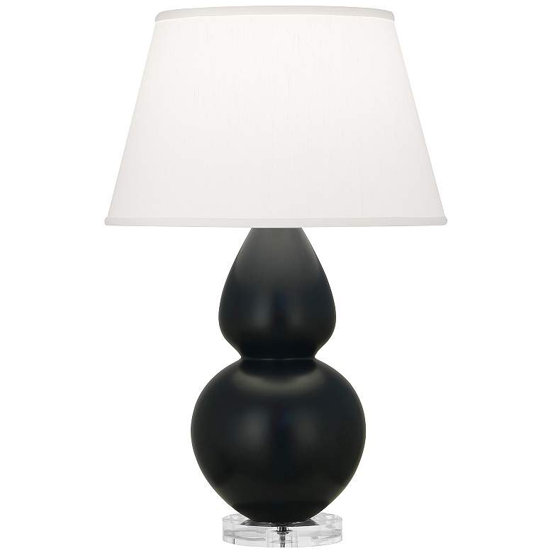 Image 1 Double Gourd 30"H Matte Obsidian And Lucite Table Lamp w/ Pearl Shade