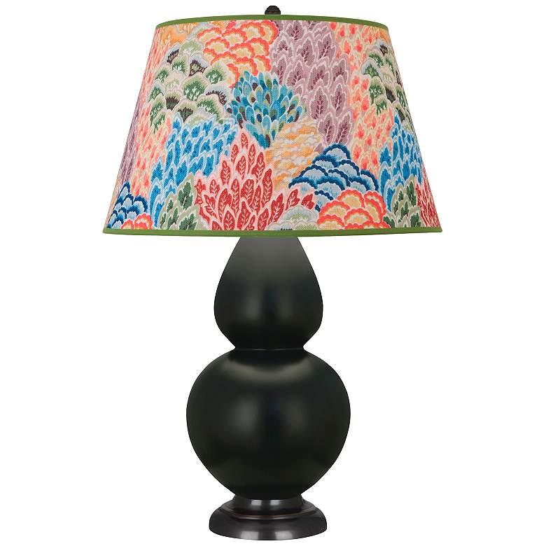 Image 1 Double Gourd 30"H Matte Obsidian And Lucite Table Lamp w/ Spring Shade