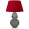Double Gourd 30"H Matte Taupe And Lucite Lamp w/ Black And Red Shade