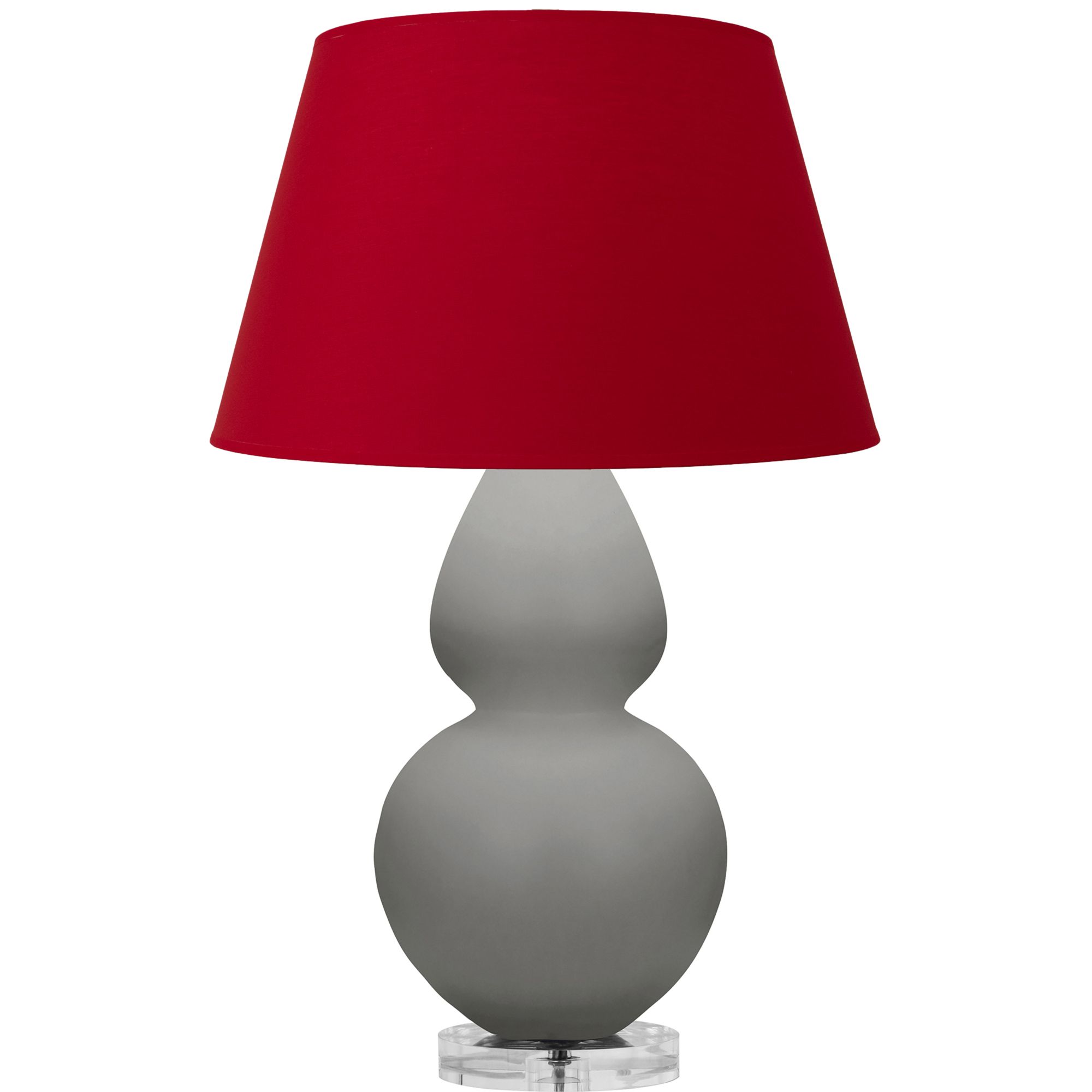 Image 2 Double Gourd 30"H Matte Taupe And Lucite Lamp w/ Black And Red Shade more views