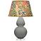 Double Gourd 30"H Matte Taupe And Lucite Lamp w/ Fall Floral Shade