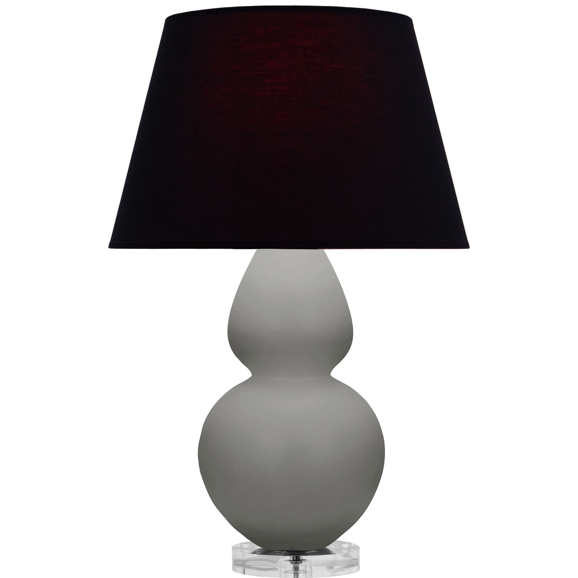 Image 2 Double Gourd 30"H Matte Taupe And Lucite Lamp w/ Ink And Rose Shade more views