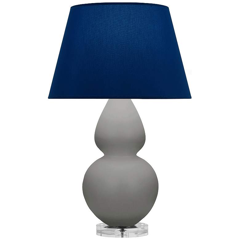 Image 1 Double Gourd 30"H Matte Taupe And Lucite Lamp w/ Navy And Gray Shade
