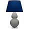 Double Gourd 30"H Matte Taupe And Lucite Lamp w/ Navy And Gray Shade
