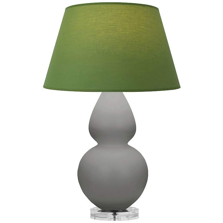Image 1 Double Gourd 30"H Matte Taupe And Lucite Lamp w/ Tea And Taupe Shade