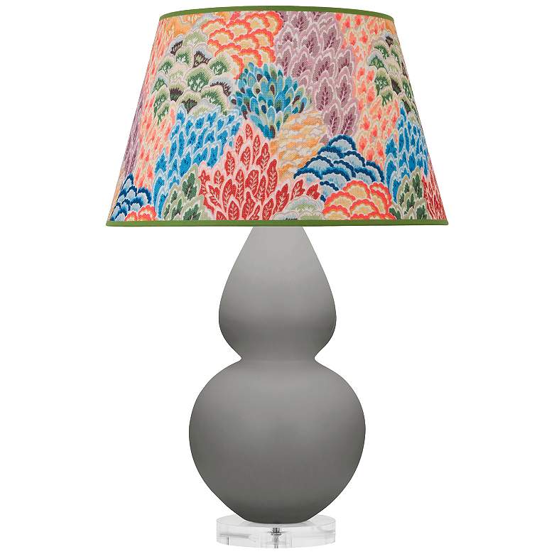 Image 1 Double Gourd 30"H Matte Taupe And Lucite Table Lamp w/ Spring Shade