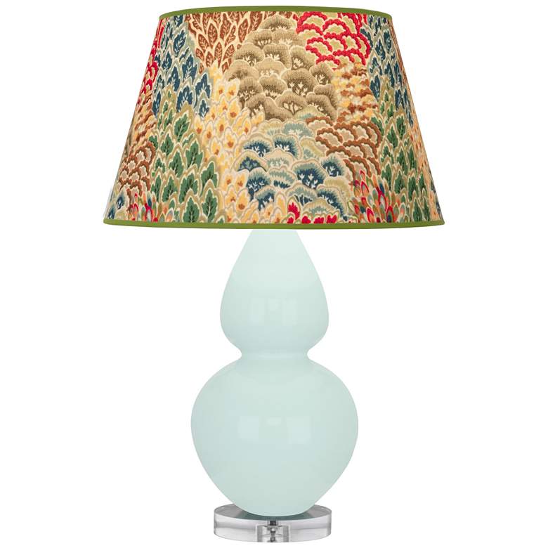 Image 1 Double Gourd 30"H Mint Glazed Lucite Table Lamp w/ Black Red Shade