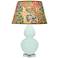 Double Gourd 30"H Mint Glazed Lucite Table Lamp w/ Black Red Shade