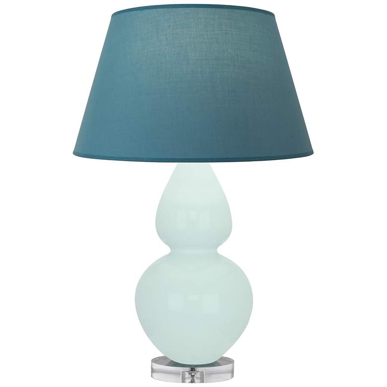 Image 1 Double Gourd 30"H Mint Glazed Lucite Table Lamp w/ Bright Blue Shade