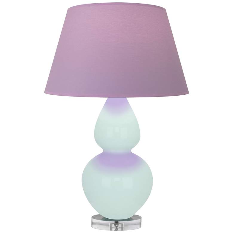 Image 1 Double Gourd 30"H Mint Glazed Lucite Table Lamp w/ Lavender Shade