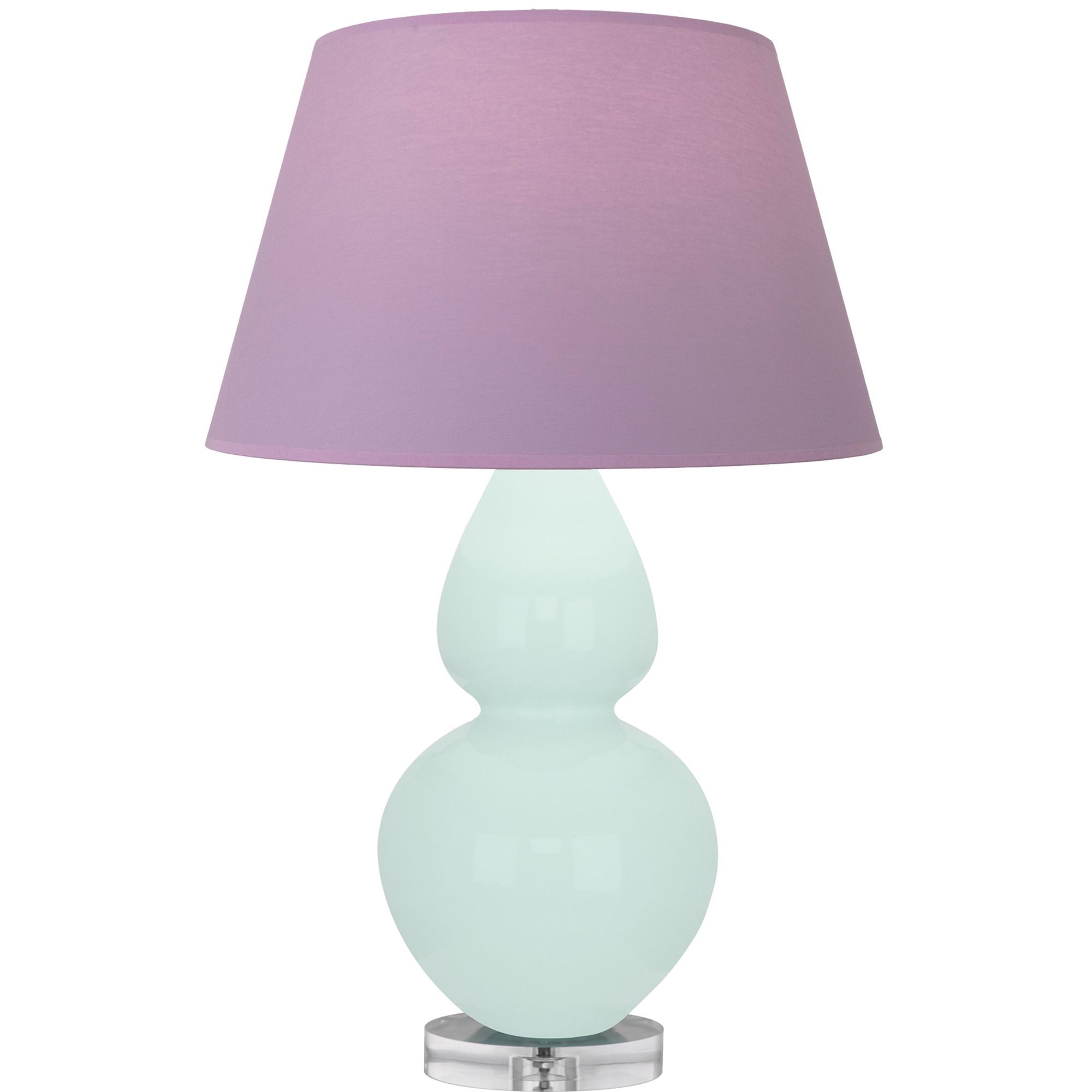 Image 2 Double Gourd 30"H Mint Glazed Lucite Table Lamp w/ Lavender Shade more views