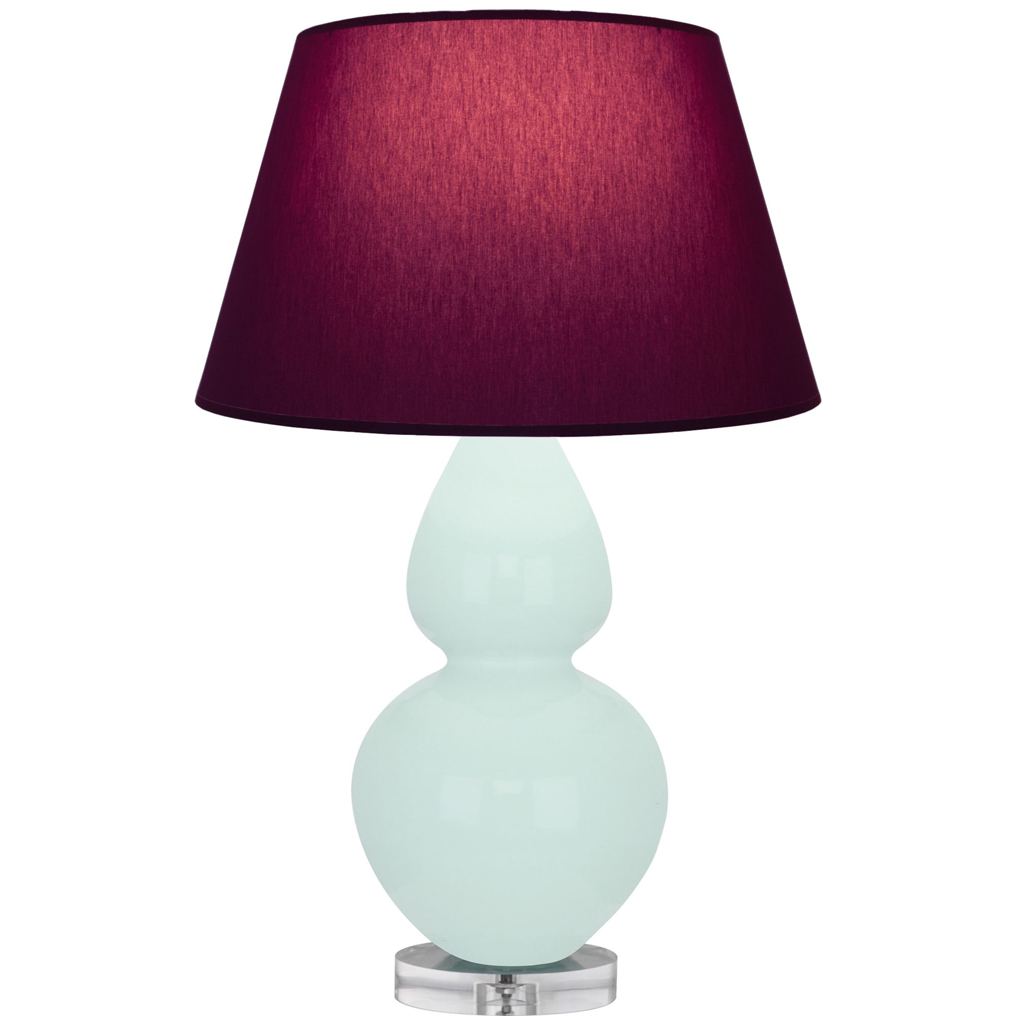 Image 2 Double Gourd 30"H Mint Glazed Lucite Table Lamp w/ Plum Shade Made to Order more views