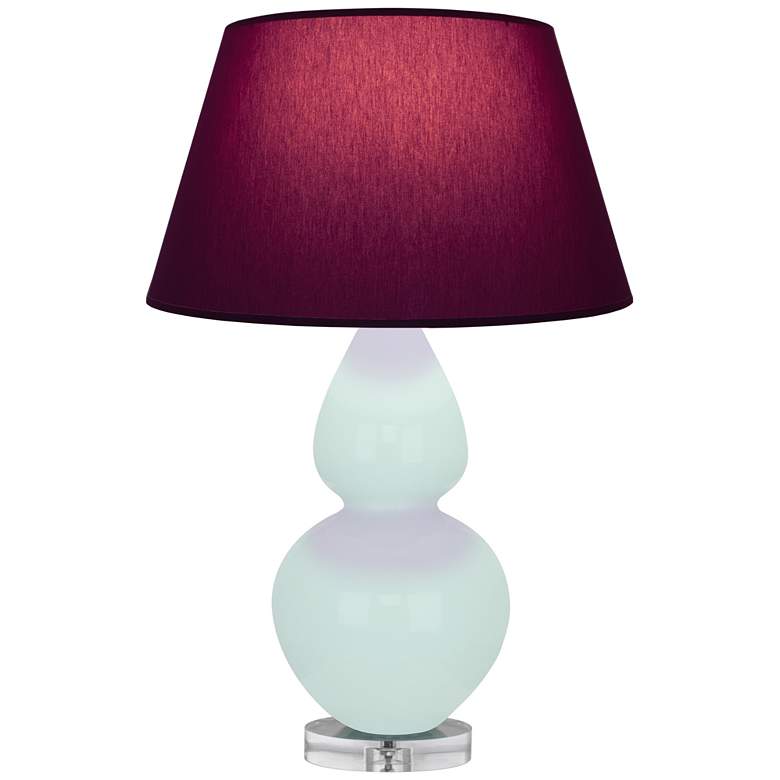 Image 1 Double Gourd 30"H Mint Glazed Lucite Table Lamp w/ Plum Shade