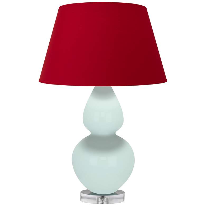 Image 1 Double Gourd 30"H Mint Glazed Lucite Table Lamp w/ Red Black Shade