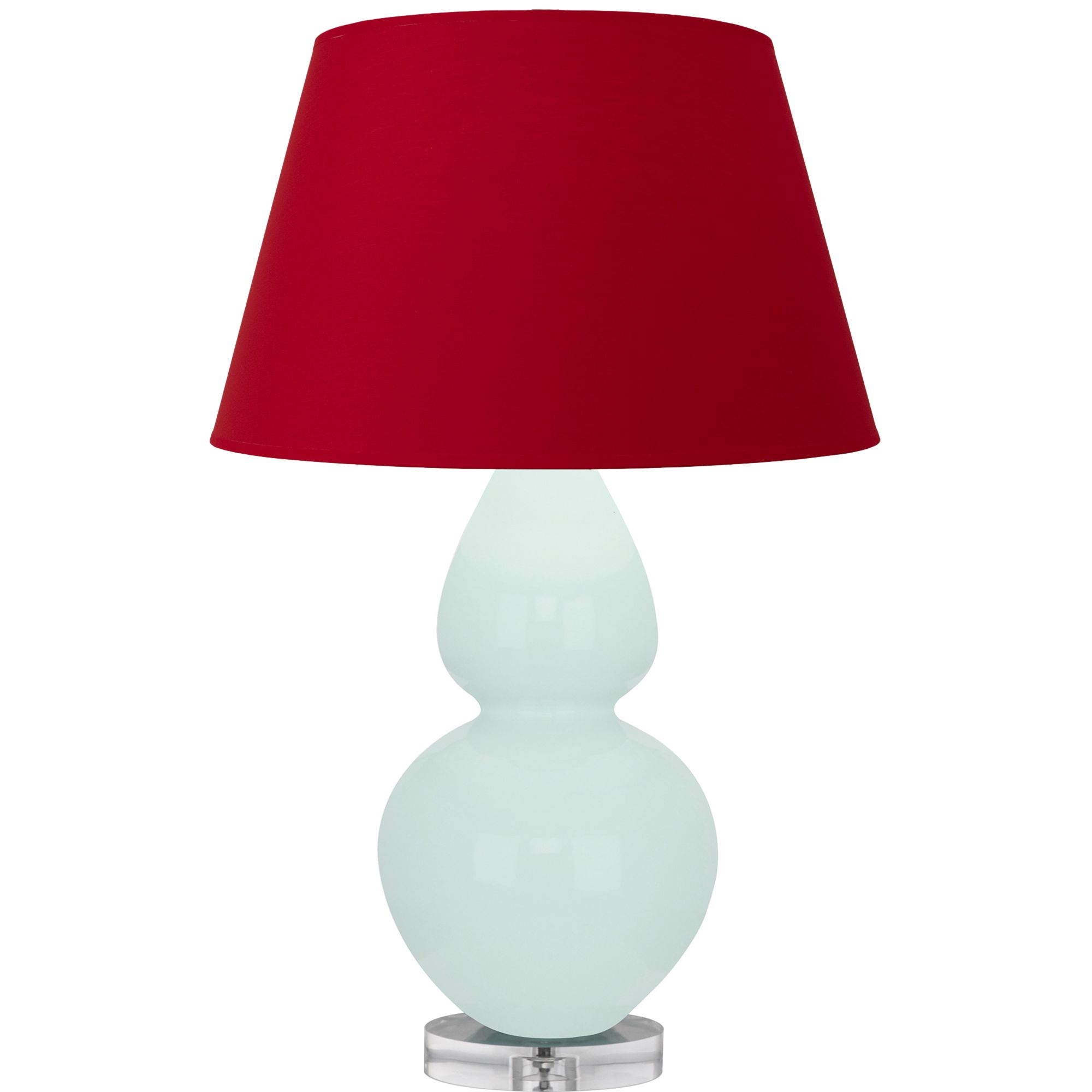 Image 2 Double Gourd 30"H Mint Glazed Lucite Table Lamp w/ Red Black Shade more views