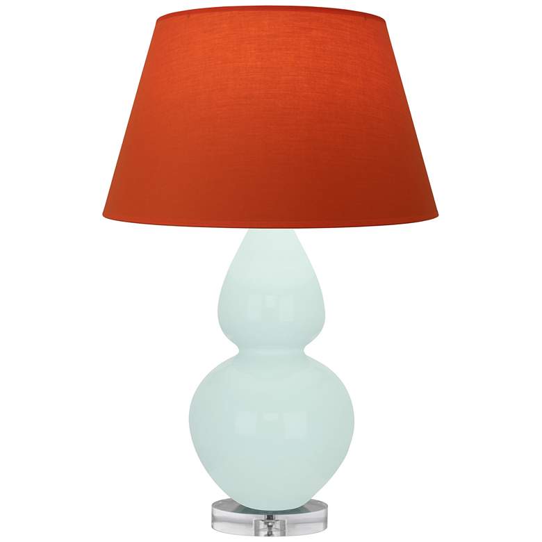 Image 1 Double Gourd 30"H Mint Glazed Lucite Table Lamp w/ Tangerine Shade