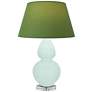 1_Double Gourd 30"H Mint Glazed Lucite Table Lamp w/ Tea Green Shade