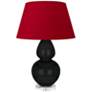 Double Gourd 30"H Obsidian And Lucite Lamp w/ Black And Red Shade