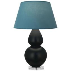 Double Gourd 30"H Obsidian And Lucite Lamp w/ Bright Blue And Gray Shade