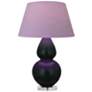 Double Gourd 30"H Obsidian And Lucite Lamp w/ Lavender And Plum Shade