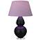 Double Gourd 30"H Obsidian And Lucite Lamp w/ Lavender And Plum Shade
