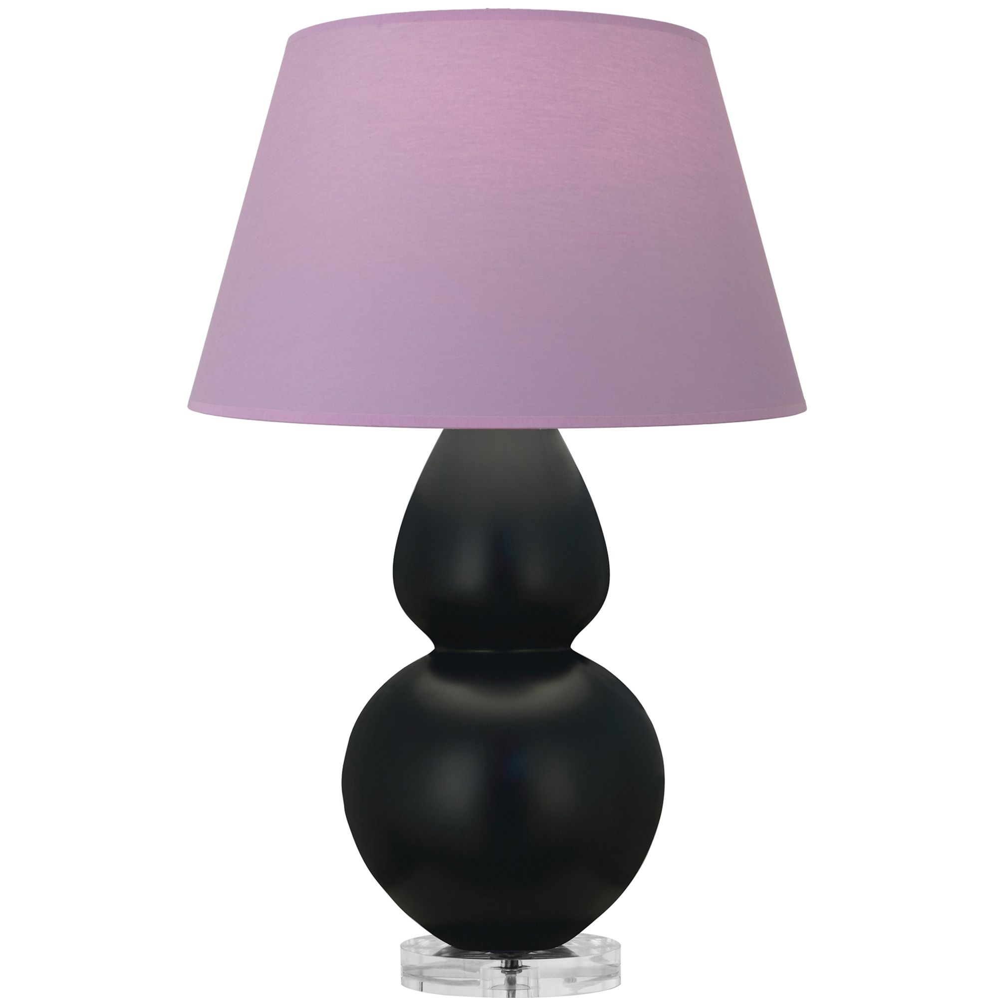 Image 2 Double Gourd 30"H Obsidian And Lucite Lamp w/ Lavender And Plum Shade more views