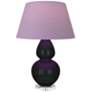 Double Gourd 30"H Obsidian And Lucite Lamp w/ Lavender And Plum Shade