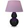 Double Gourd 30"H Obsidian And Lucite Lamp w/ Lavender And Plum Shade