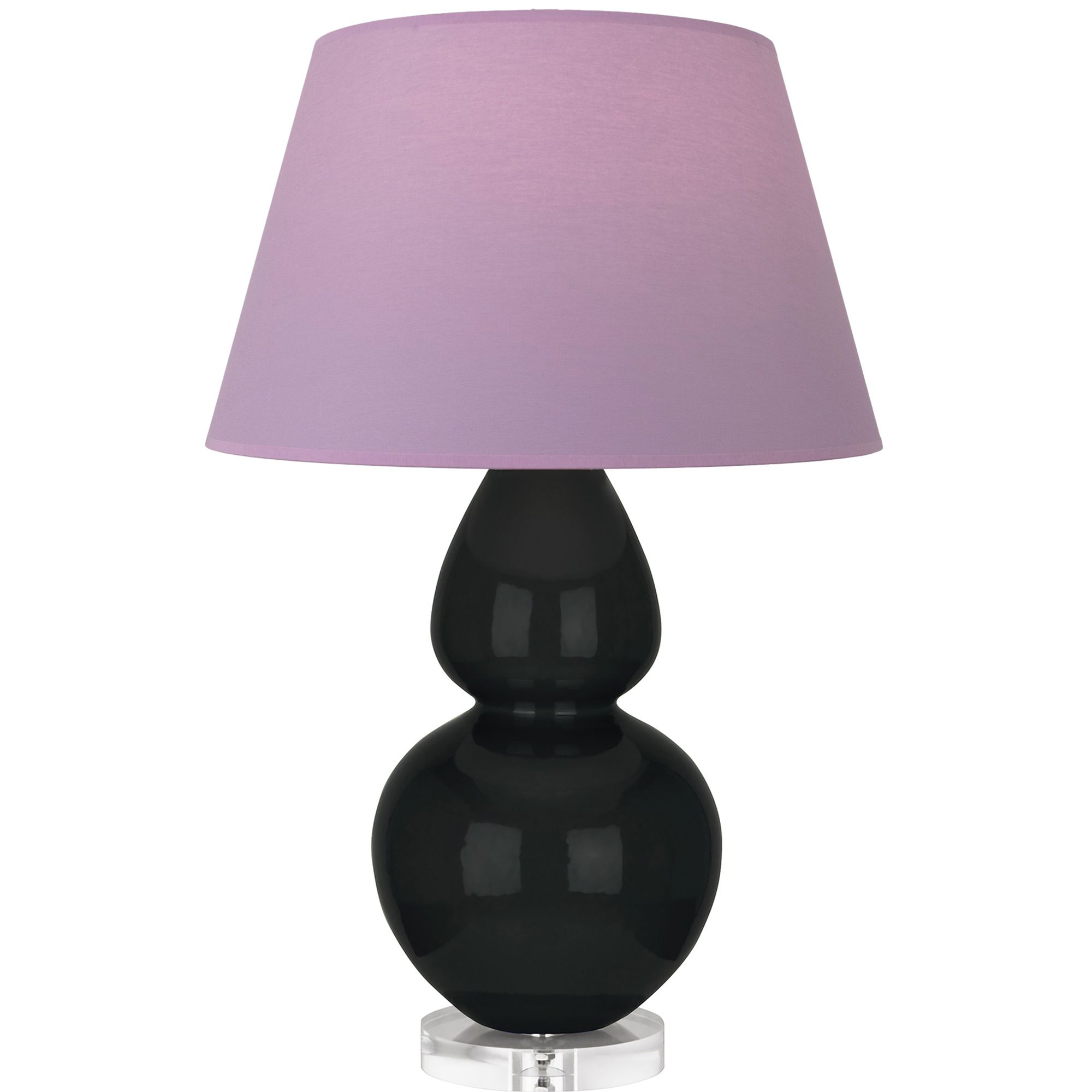 Image 2 Double Gourd 30"H Obsidian And Lucite Lamp w/ Lavender And Plum Shade more views