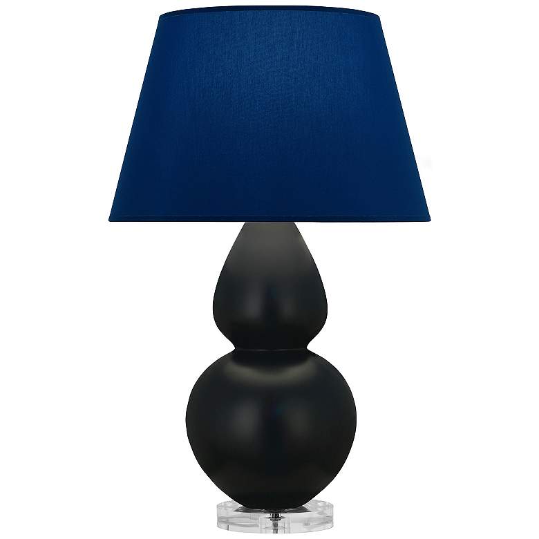 Image 1 Double Gourd 30"H Obsidian And Lucite Lamp w/ Navy And Gray Shade