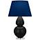 Double Gourd 30"H Obsidian And Lucite Lamp w/ Navy And Gray Shade