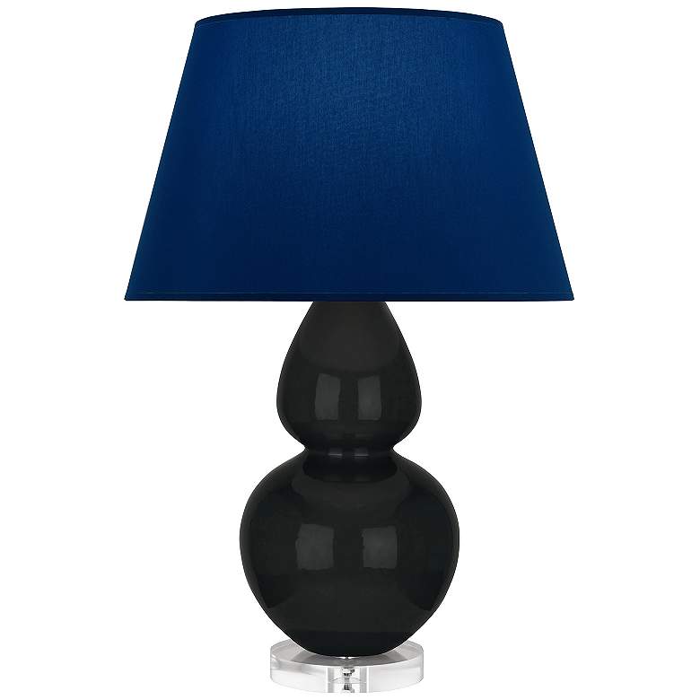 Image 1 Double Gourd 30"H Obsidian And Lucite Lamp w/ Navy And Gray Shade