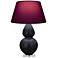 Double Gourd 30"H Obsidian And Lucite Lamp w/ Plum And Lavender Shade