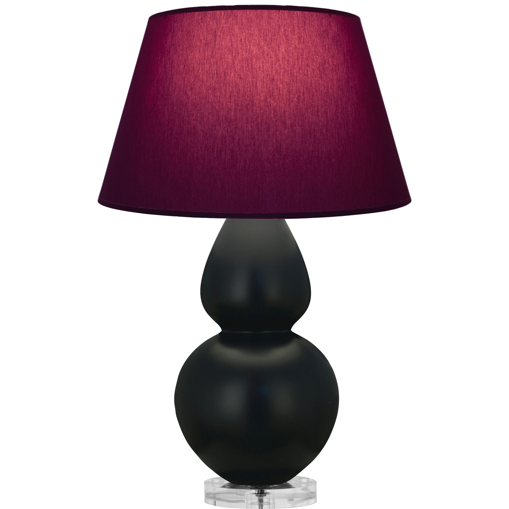 Image 2 Double Gourd 30"H Obsidian And Lucite Lamp w/ Plum And Lavender Shade more views