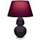 Double Gourd 30"H Obsidian And Lucite Lamp w/ Plum And Lavender Shade