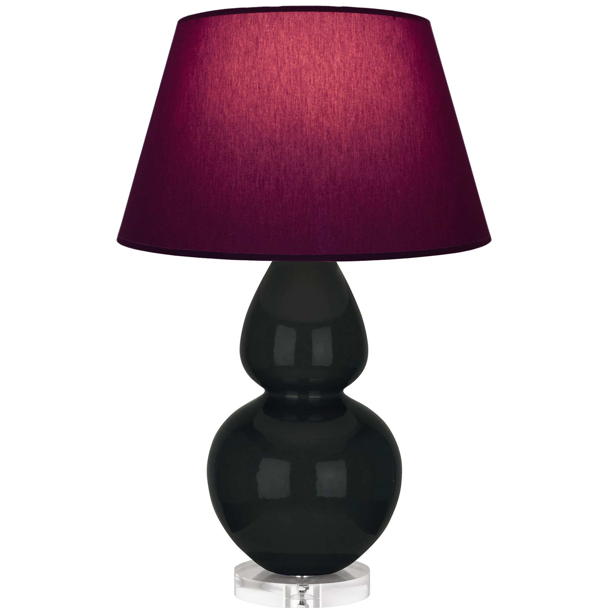 Image 2 Double Gourd 30"H Obsidian And Lucite Lamp w/ Plum And Lavender Shade more views