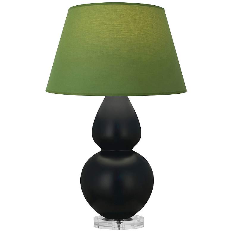 Image 1 Double Gourd 30"H Obsidian And Lucite Lamp w/ Tea And Taupe Shade