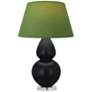 Double Gourd 30"H Obsidian And Lucite Lamp w/ Tea And Taupe Shade