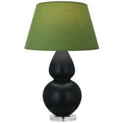 Double Gourd 30"H Obsidian And Lucite Lamp w/ Tea And Taupe Shade