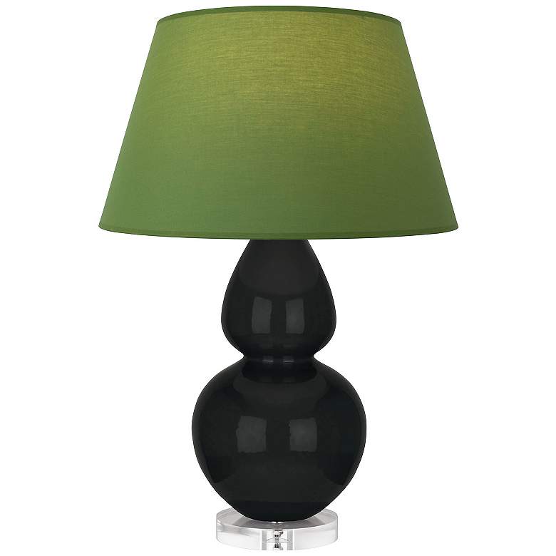 Image 1 Double Gourd 30"H Obsidian And Lucite Lamp w/ Tea And Taupe Shade