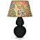 Double Gourd 30"H Obsidian And Lucite Table Lamp w/ Fall Floral Shade