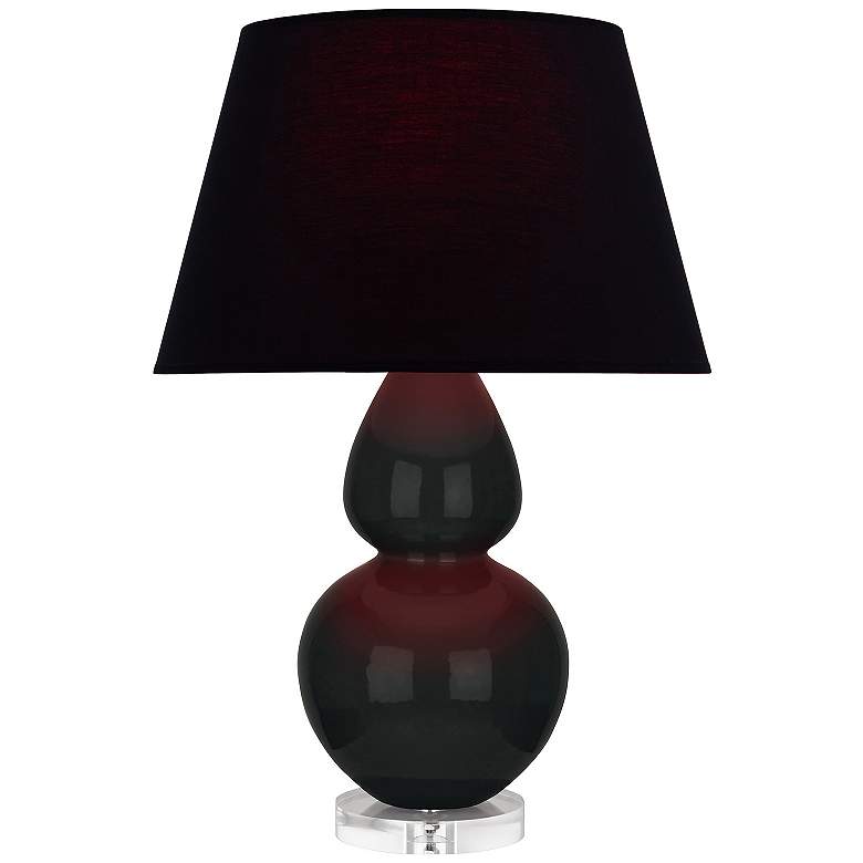 Image 1 Double Gourd 30"H Obsidian And Lucite Table Lamp w/ Ink And Rose Shade