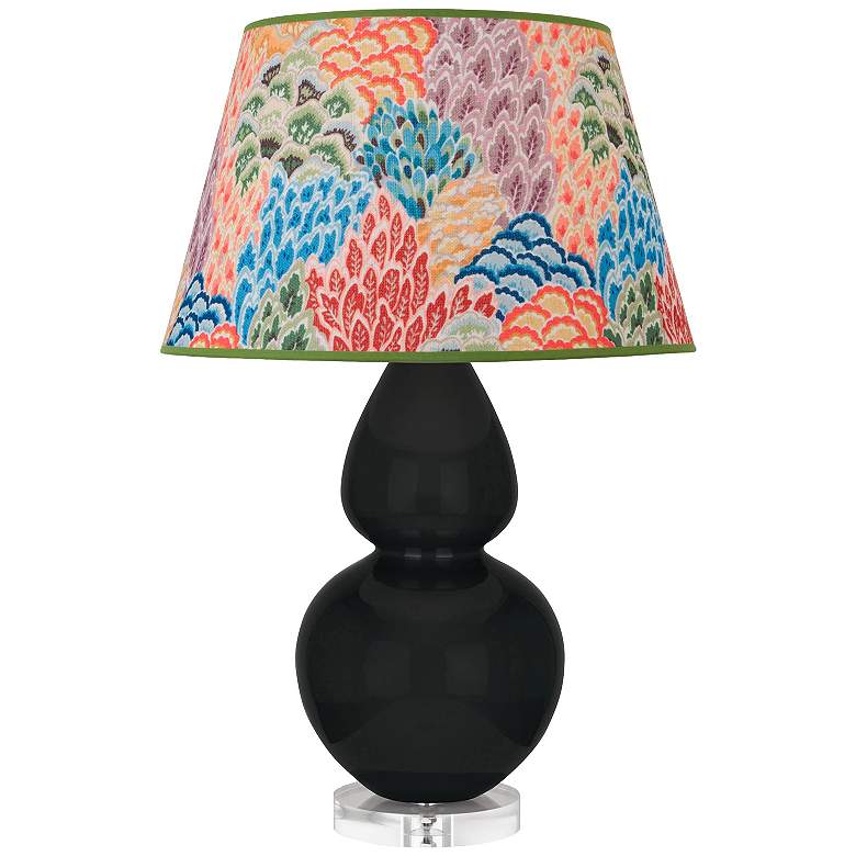 Image 1 Double Gourd 30"H Obsidian And Lucite Table Lamp w/ Spring Shade