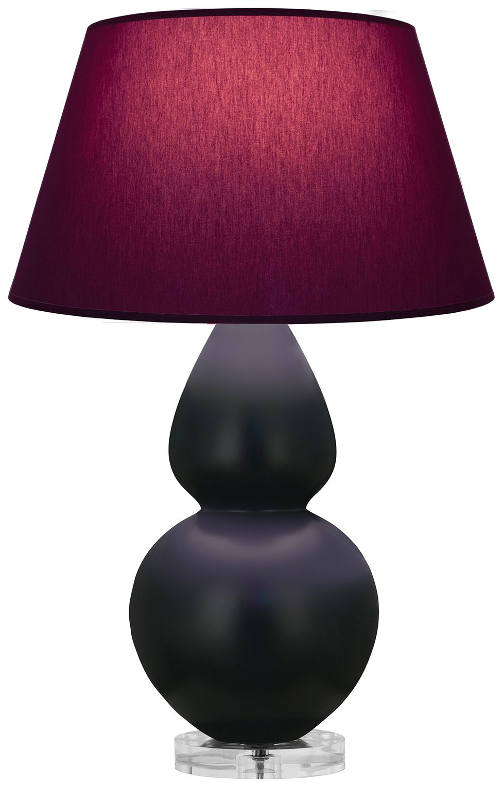 Double Gourd 30"H Obsidian & Lucite Lamp w/ Plum & Lavender Made to Order