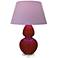 Double Gourd 30"H Oxblood Glazed Lucite Table Lamp w/ Lavender Shade