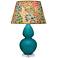 Double Gourd 30"H Peacock And Lucite Table Lamp With Fall Floral Shade